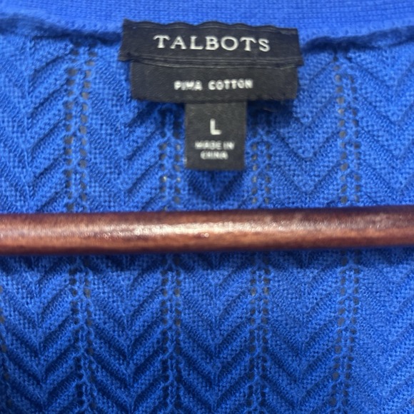 Talbots Women's 100% Pima Cotton Ponte Knit Cardigan Sweater Large Royal Blue - Picture 4 of 6